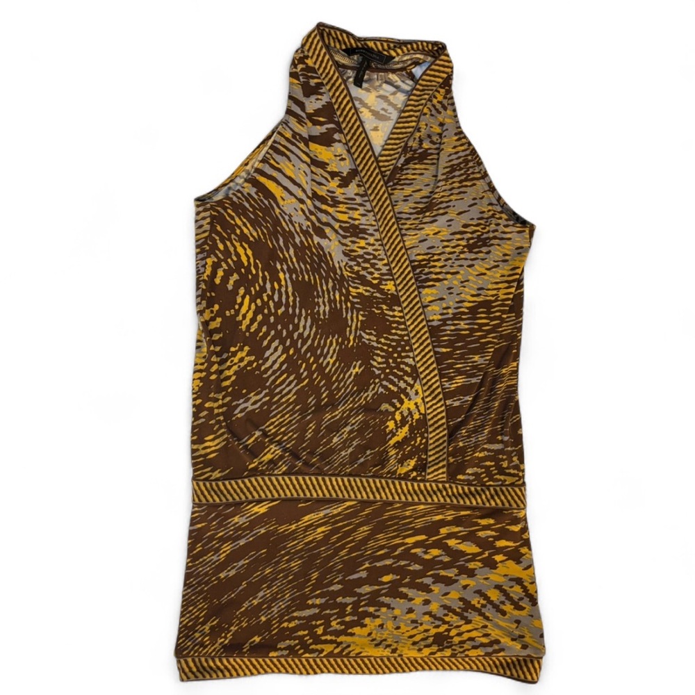 BCBG MaxAzria Dress Extra Small Mini Faux Wrap Y2K Festival Plunge V Club Wear